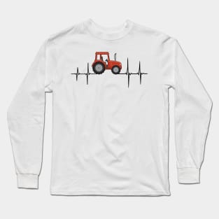 Funny farmer tractor ecg heartbeat pulse gift Long Sleeve T-Shirt